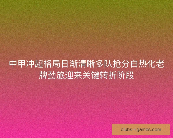 中甲冲超格局日渐清晰多队抢分白热化老牌劲旅迎来关键转折阶段